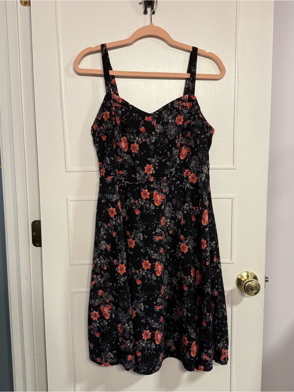 Black Floral Challis Rayon Skater Mini Dress from Torrid